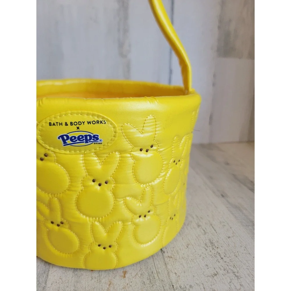 Bath body works peeps NEW quilted fabric Easter basket yellow bunny home